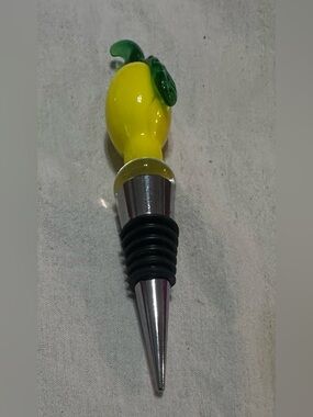 New blown glass lemon wine stopper